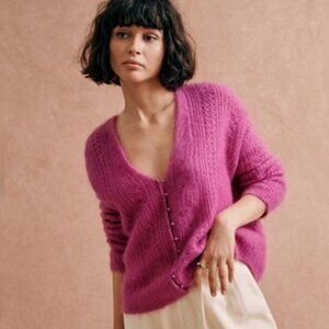 Sézane La Maille Susanna Kid Mohair and Wool Knit Cardigan